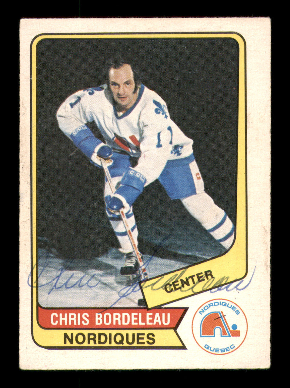Chris Bordeleau Autographed 1976-77 O-Pee-Chee WHA Card #49 Quebec Nordiques SKU #251913