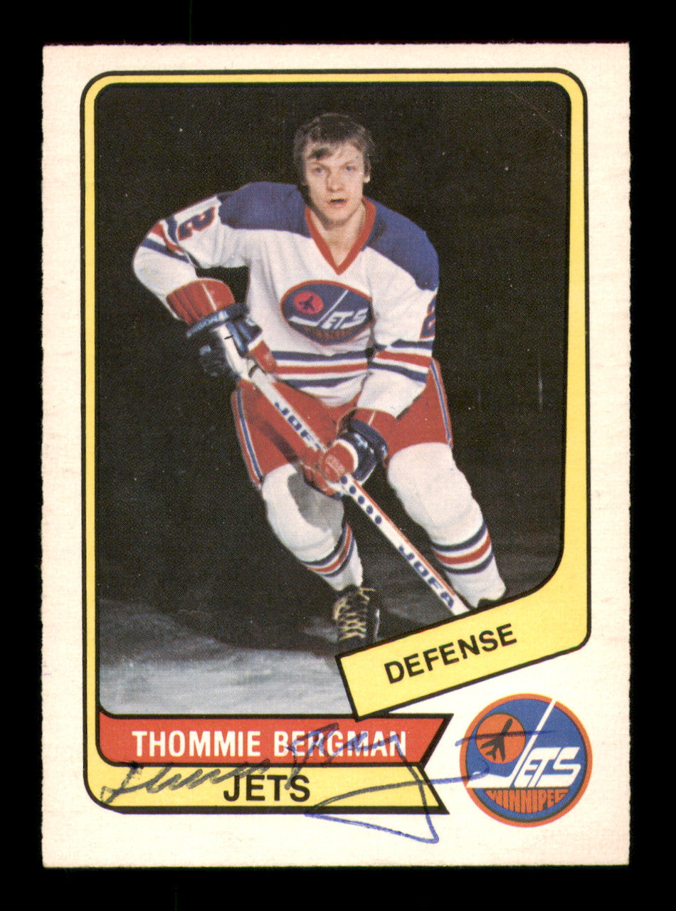 Thommie Bergman Autographed 1976-77 O-Pee-Chee WHA Card #51 Winnipeg Jets SKU #251914