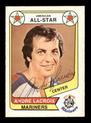Andre Lacroix Autographed 1976-77 O-Pee-Chee WHA Card #70 San Diego Mariners SKU #251918