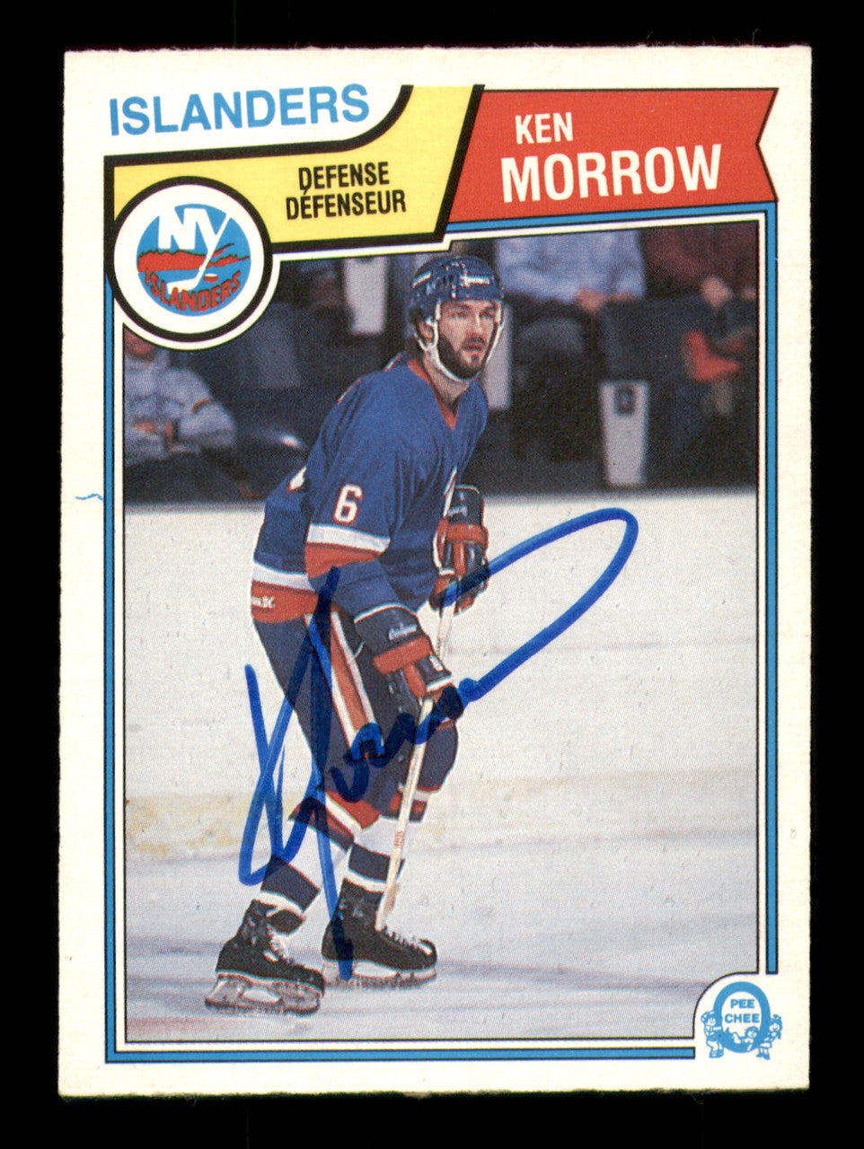 Ken Morrow Autographed 1983-84 O-Pee-Chee Card #13 New York Islanders SKU #251945