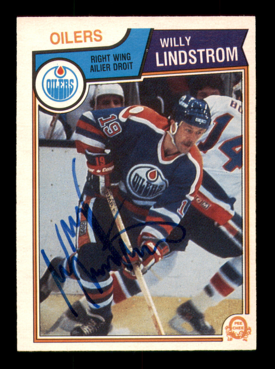 Willy Lindstrom Autographed 1983-84 O-Pee-Chee Card #35 Edmonton Oilers SKU #251953