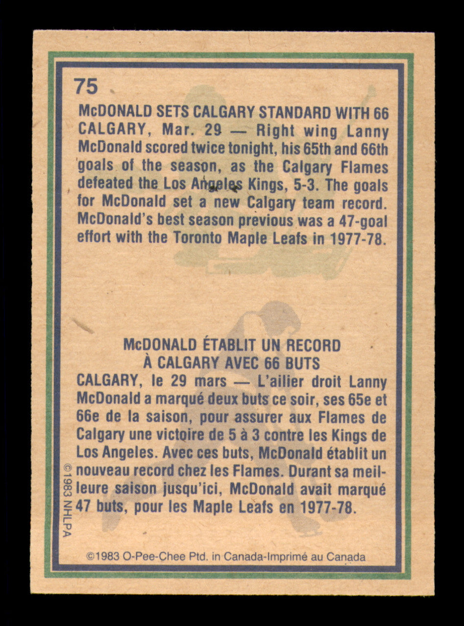 Lanny McDonald Autographed 1983-84 O-Pee-Chee Card #75 Calgary Flames SKU #251959