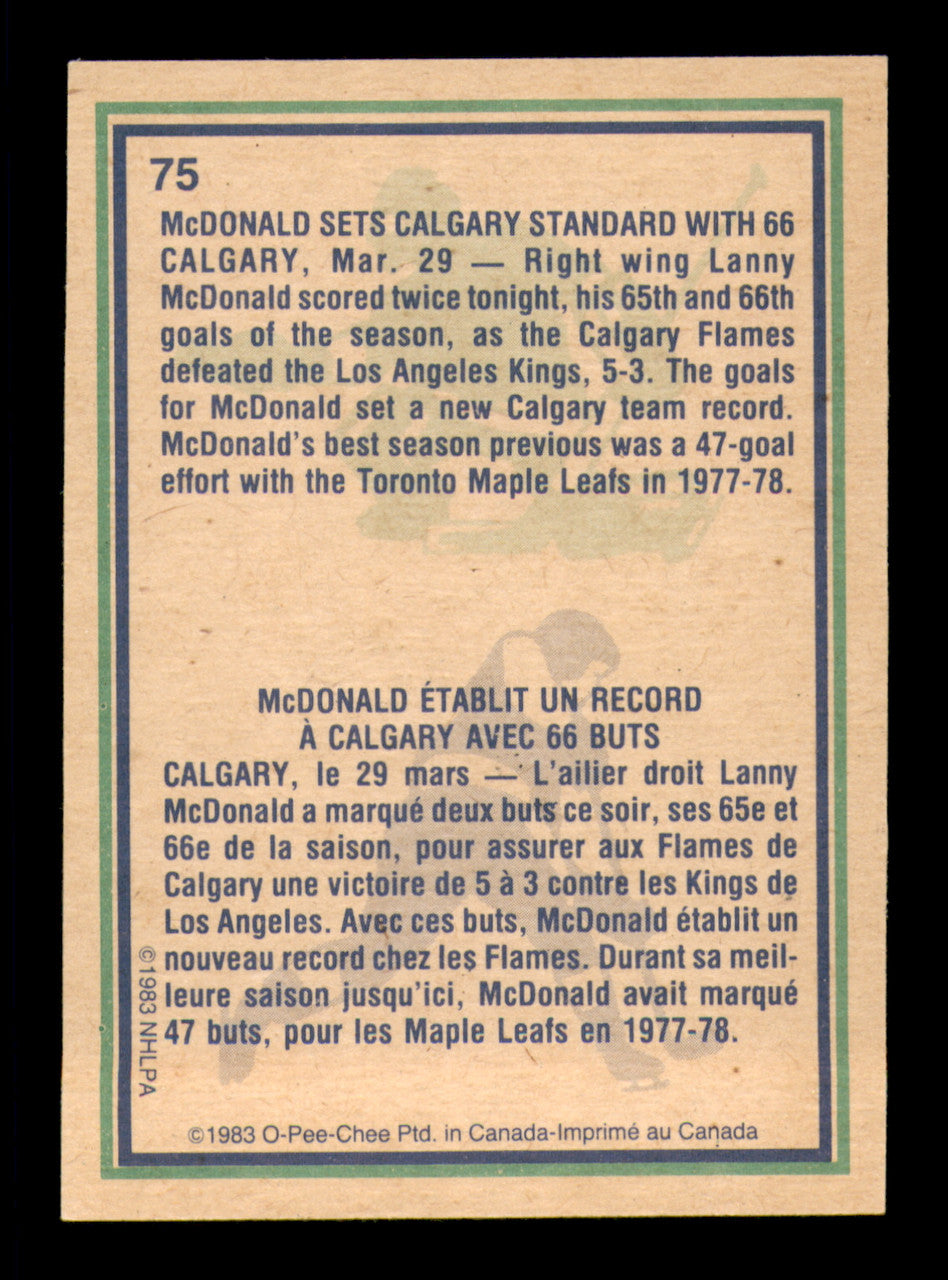 Lanny McDonald Autographed 1983-84 O-Pee-Chee Card #75 Calgary Flames SKU #251960