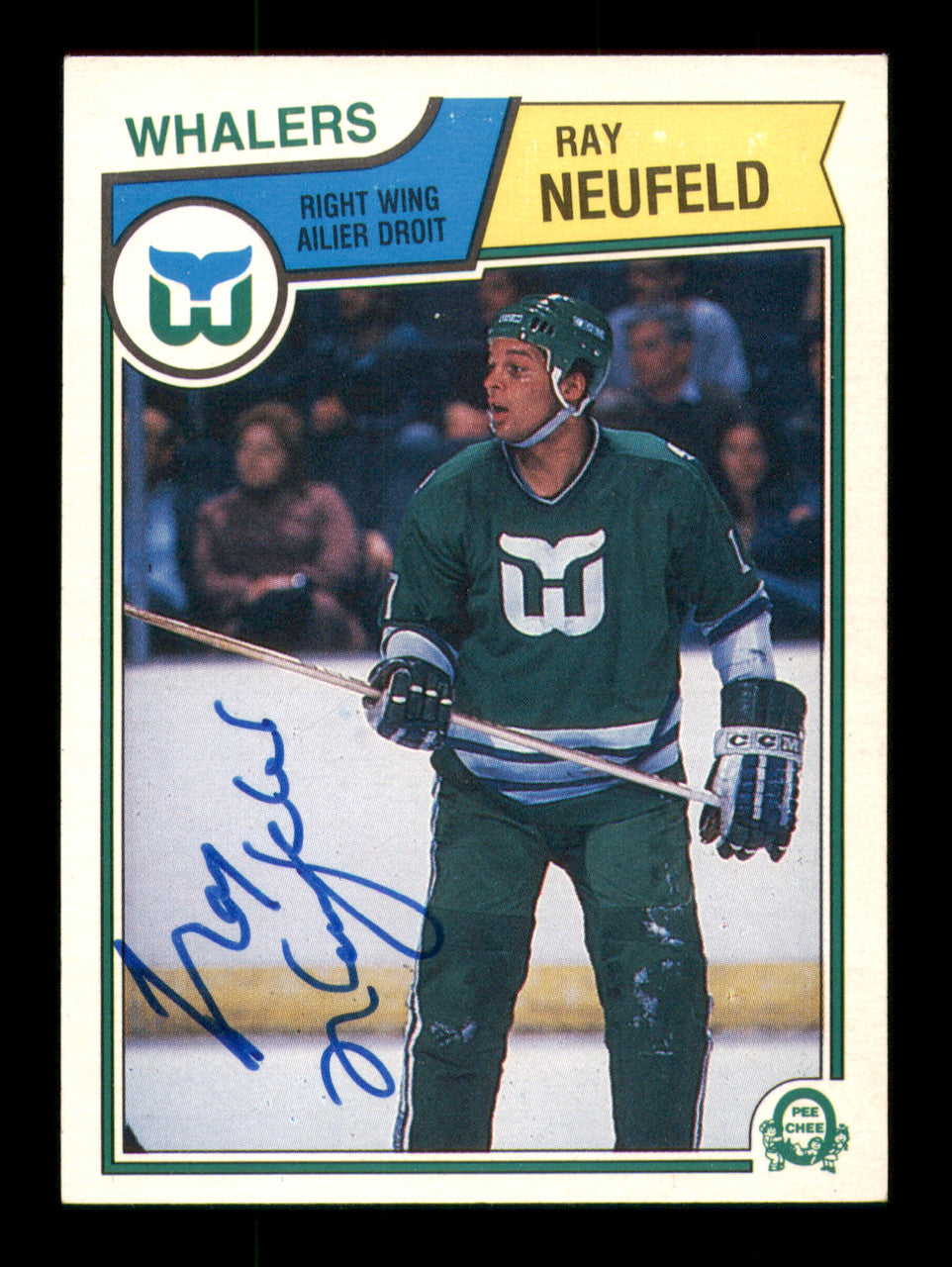 Ray Neufeld Autographed 1983-84 O-Pee-Chee Rookie Card #144 Hartford Whalers SKU #251963