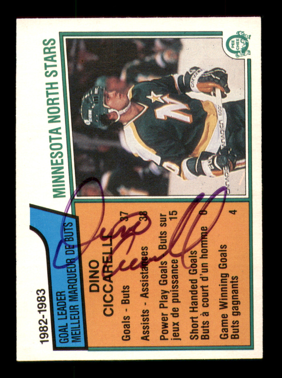 Dino Ciccarelli Autographed 1983-84 O-Pee-Chee Card #164 Minnesota North Stars SKU #251969