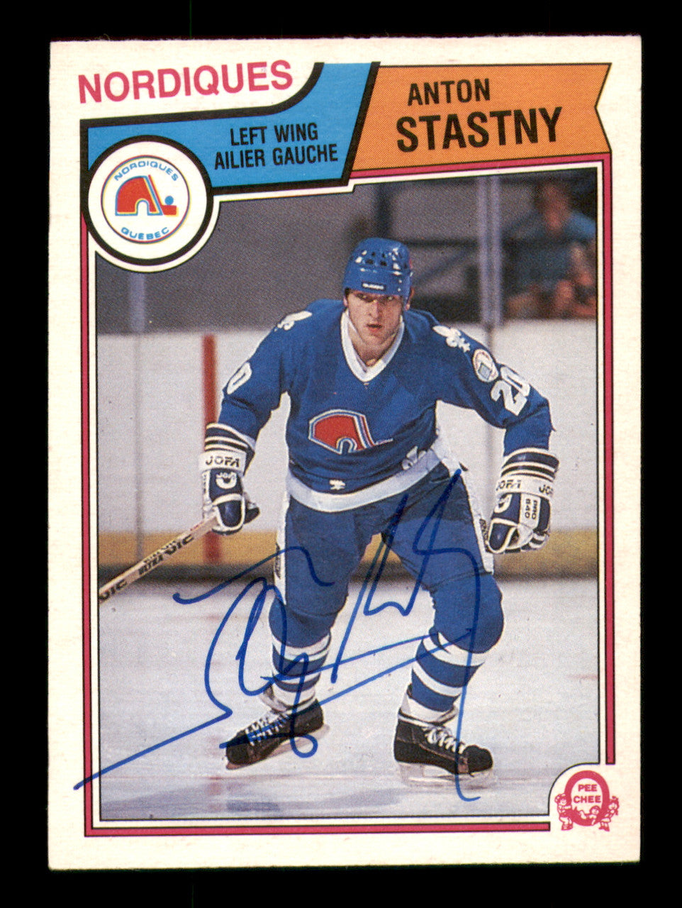 Anton Stastny Autographed 1983-84 O-Pee-Chee Card #302 Quebec Nordiques SKU #251995