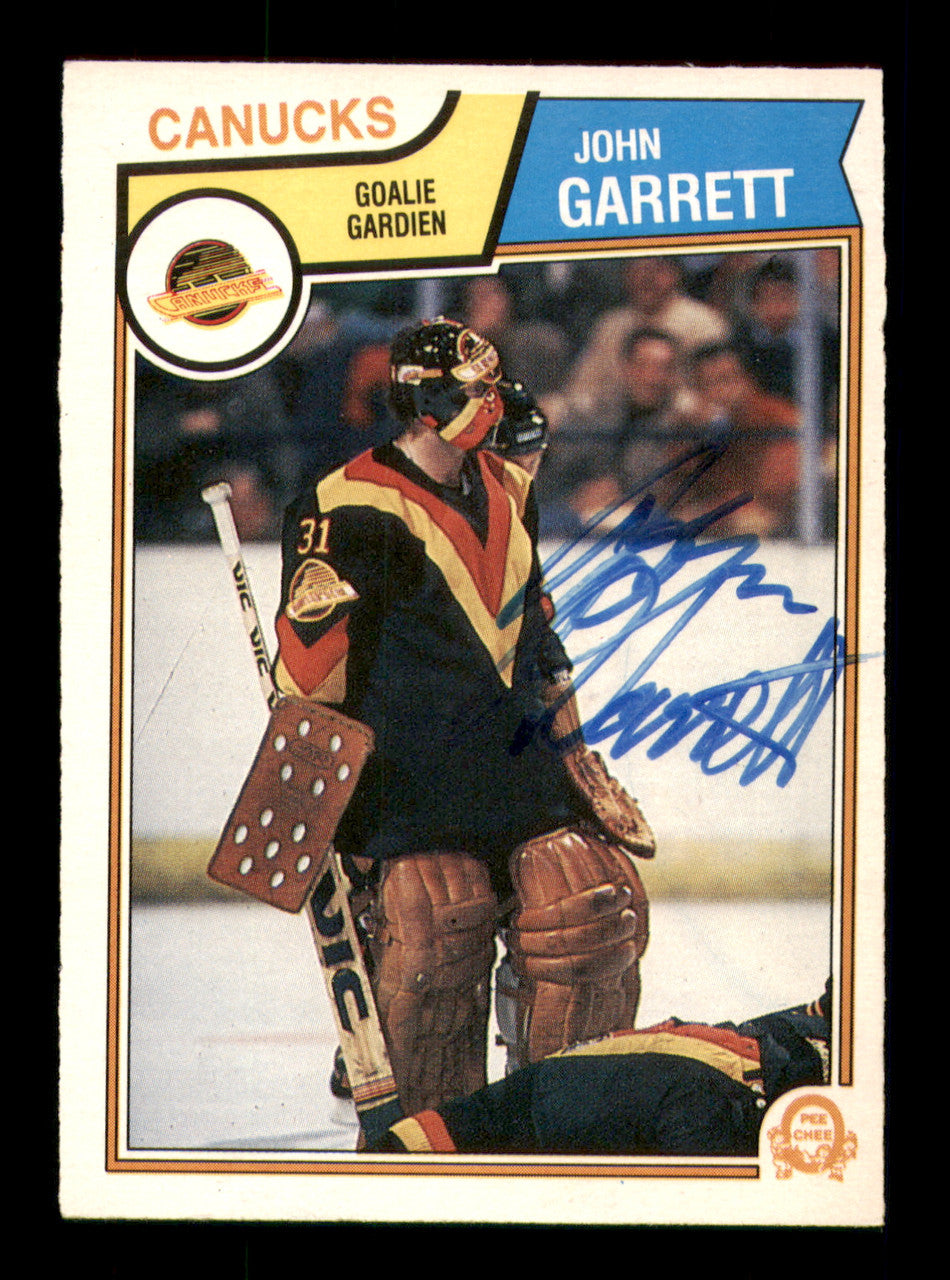 John Garrett Autographed 1983-84 O-Pee-Chee Card #349 Vancouver Canucks SKU #252012