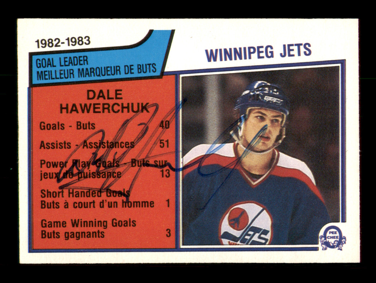 Dale Hawerchuk Autographed 1983-84 O-Pee-Chee Card #377 Winnipeg Jets SKU #252021