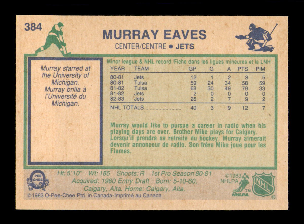 Murray Eaves Autographed 1983-84 O-Pee-Chee Card #384 Winnipeg Jets SKU #252025