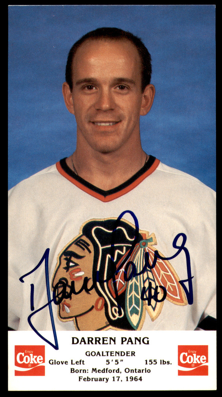 Darren Pang Autographed 3.5x6.5 Photo Chicago Blackhawks SKU #252046