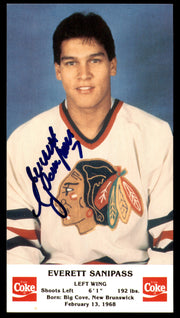 Everett Sanipass Autographed 3.5x6.5 Photo Chicago Blackhawks SKU #252048