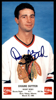 Duane Sutter Autographed 3.5x6.5 Photo Chicago Blackhawks SKU #252051