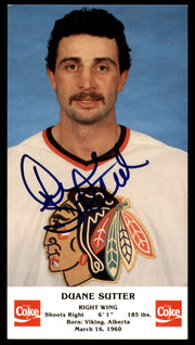 Duane Sutter Autographed 3.5x6.5 Photo Chicago Blackhawks SKU #252052