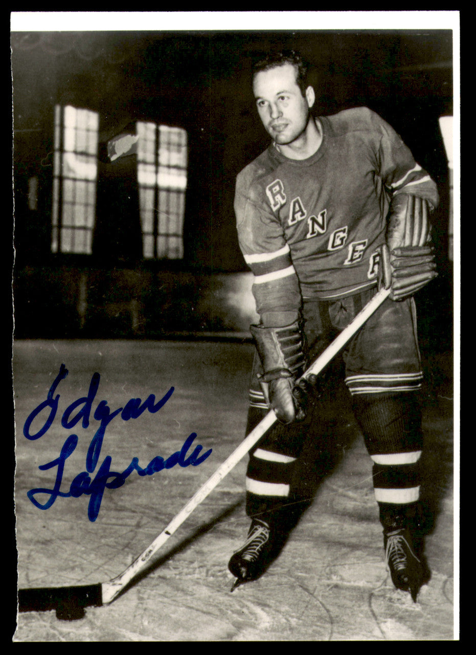 Edgar Laprade Autographed 3.5x5 Photo New York Rangers SKU #252079