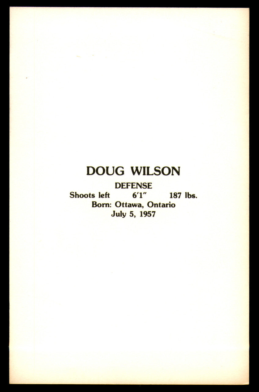 Doug Wilson Autographed 3.5x5.5 Postcard Chicago Blackhawks SKU #252081