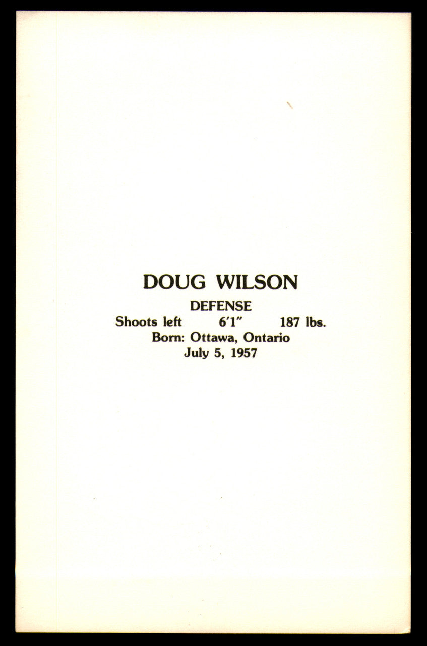 Doug Wilson Autographed 3.5x5.5 Postcard Chicago Blackhawks SKU #252082