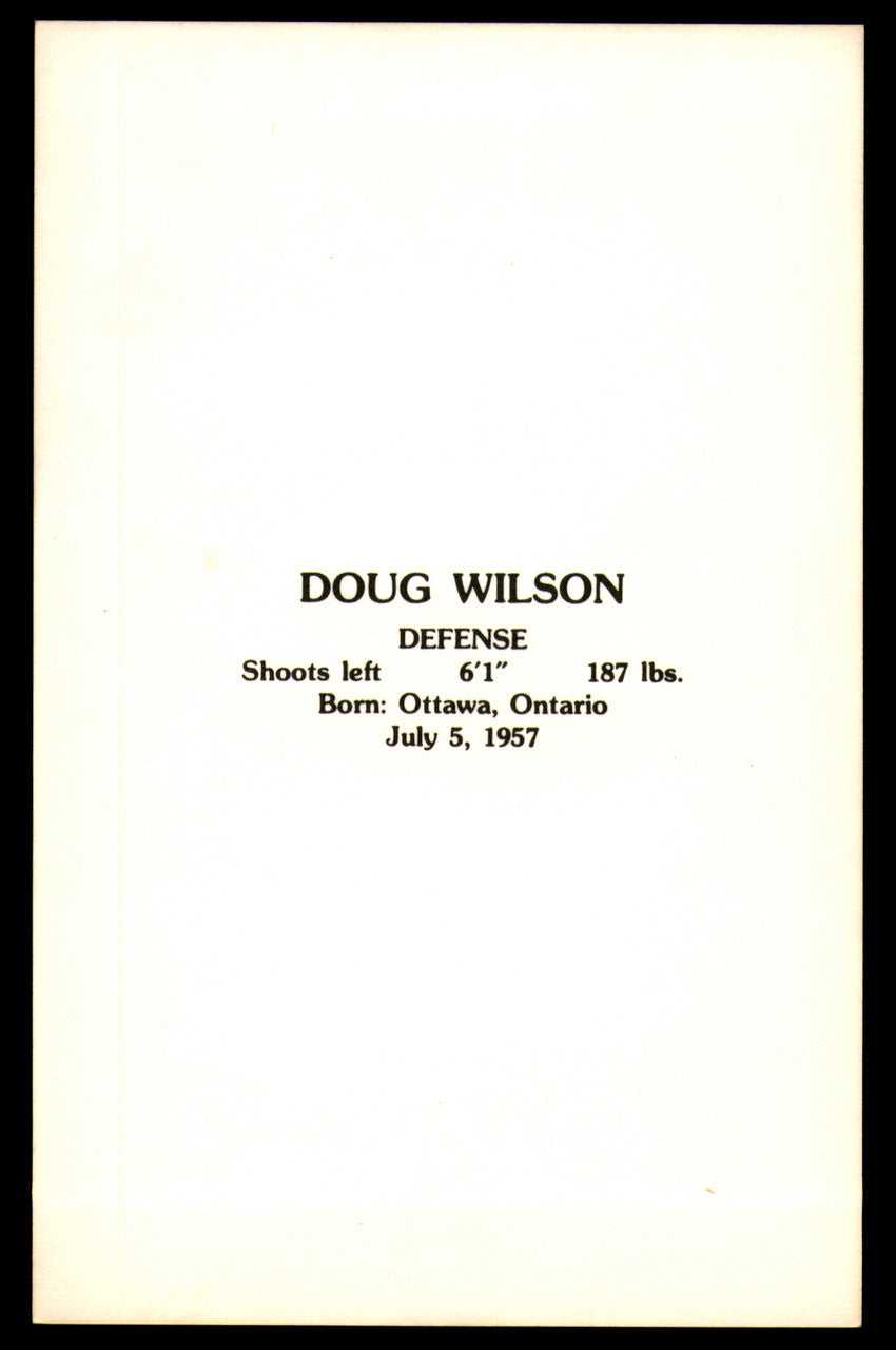 Doug Wilson Autographed 3.5x5.5 Postcard Chicago Blackhawks SKU #252084