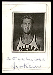 Leo Klier Autographed 3x4.5 Cut Signature Pistons "To John" SKU #252100