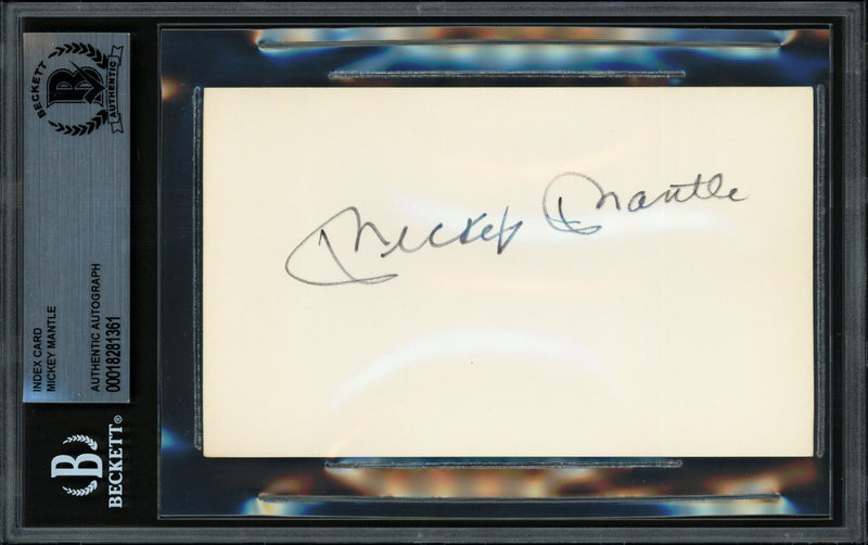 Mickey Mantle Autographed 3x5 Index Card New York Yankees Beckett BAS #18281361