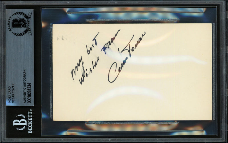 Cesar Tovar Autographed 3x5 Index Card Minnesota Twins Beckett BAS #18281334