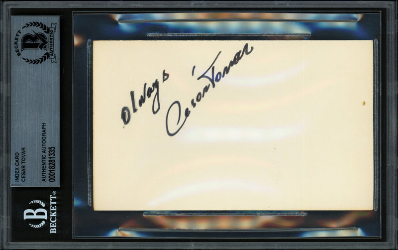 Cesar Tovar Autographed 3x5 Index Card Minnesota Twins Beckett BAS #18281335