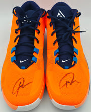 Giannis Antetokounmpo Autographed 2022 Player Exclusive (PE) Promo Duke Blue Devils Nike Zoom Freak 4 NCAA Shoes Size 16 (With Box) Beckett BAS Witness #3W399782 & #3W399783