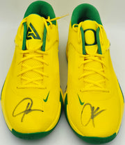 Giannis Antetokounmpo Autographed 2021 Player Exclusive (PE) Promo Duke Blue Devils White Nike Zoom Freak 2 Duke Shoes Size 16 (No Box) Beckett BAS Witness #3W396953 & #3W396954