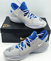 Giannis Antetokounmpo Autographed 2021 Player Exclusive (PE) Promo Kentucky Royal Blue Nike Zoom Freak 3 NCAA Shoes Size 16 (No Box) Beckett BAS Witness #3W396444 & #3W396445