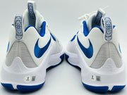 Giannis Antetokounmpo Autographed 2023 Player Exclusive (PE) Promo Blue Nike Zoom Freak 5 Shoes Bucks Size 17 Beckett BAS Witness Stock #252699