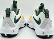Giannis Antetokounmpo Autographed 2022 Player Exclusive (PE) Promo Oregon White Nike Zoom Freak 4 NCAA Shoes Size 16 (With Box) Beckett BAS Witness #3W396811 & #3W396812