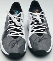 Giannis Antetokounmpo Autographed 2022 Player Exclusive (PE) Promo Duke Blue Devils White Nike Zoom Freak 4 NCAA Shoes Size 17 Beckett BAS Witness #3W397295 & #3W397296