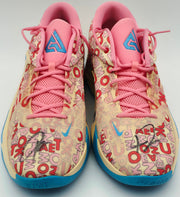 Giannis Antetokounmpo Autographed 2024 Player Exclusive (PE) Promo Arkansas Crimson Nike Zoom Freak 6 NCAA Shoes Size 17 (No Box) Beckett BAS Witness #3W396389 & #3W396390