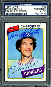 Dave Roberts Autographed 1980 Topps Card #93 Texas Rangers PSA/DNA #83311437