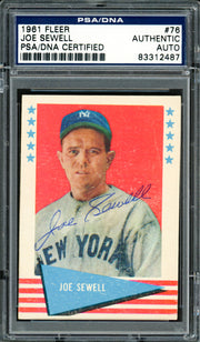 Joe Sewell Autographed 1961 Fleer Card #76 New York Yankees PSA/DNA #83312487