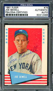 Joe Sewell Autographed 1961 Fleer Card #76 New York Yankees PSA/DNA #83312488