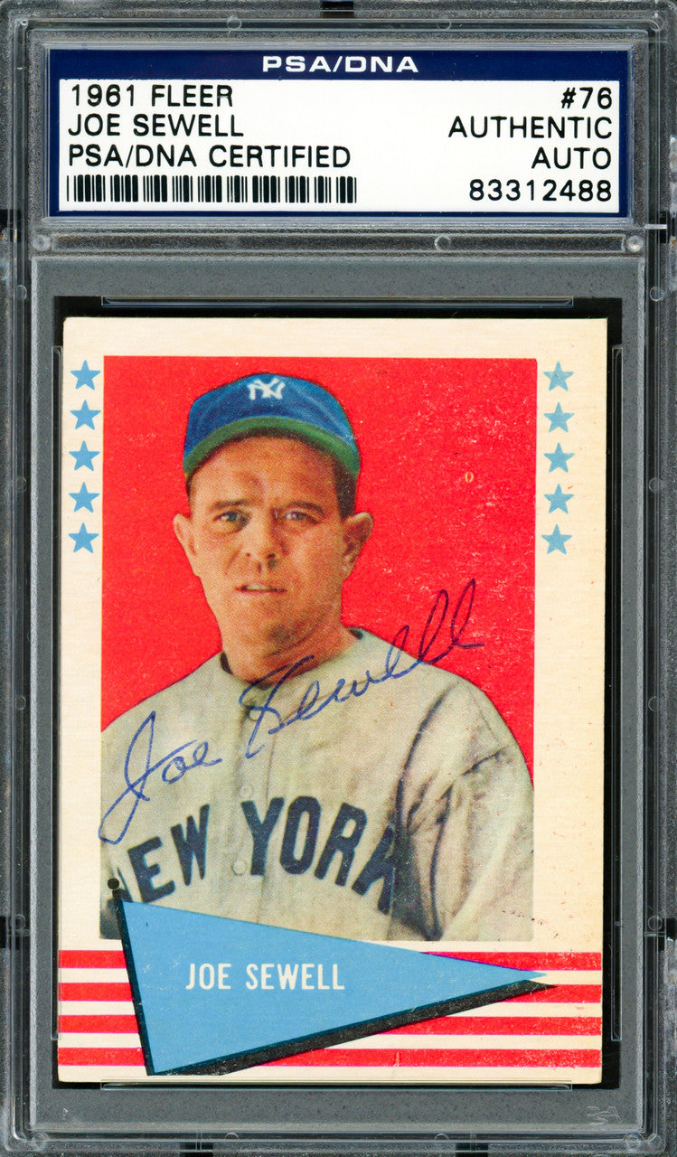 Joe Sewell Autographed 1961 Fleer Card #76 New York Yankees PSA/DNA #83312488