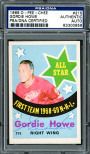 Gordie Howe Autographed 1969-70 O-Pee-Chee Card #215 Detroit Red Wings PSA/DNA #83300656