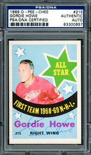 Gordie Howe Autographed 1969-70 O-Pee-Chee Card #215 Detroit Red Wings PSA/DNA #83300657