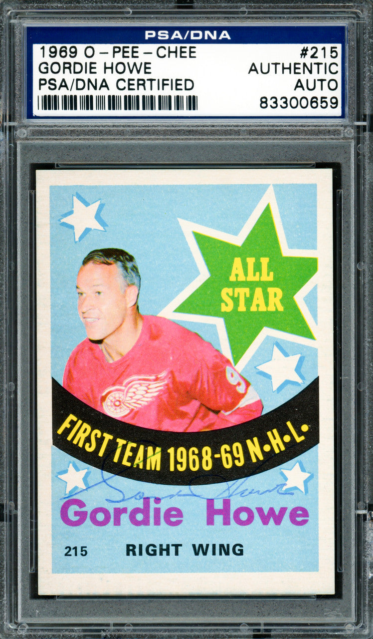 Gordie Howe Autographed 1969-70 O-Pee-Chee Card #215 Detroit Red Wings PSA/DNA #83300659