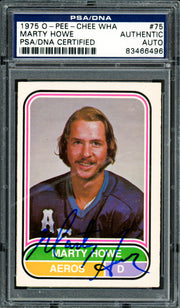 Marty Howe Autographed 1975-76 O-Pee-Chee WHA Rookie Card #75 Houston Aeros PSA/DNA #83466496