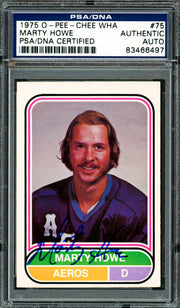 Marty Howe Autographed 1975-76 O-Pee-Chee WHA Rookie Card #75 Houston Aeros PSA/DNA #83466497