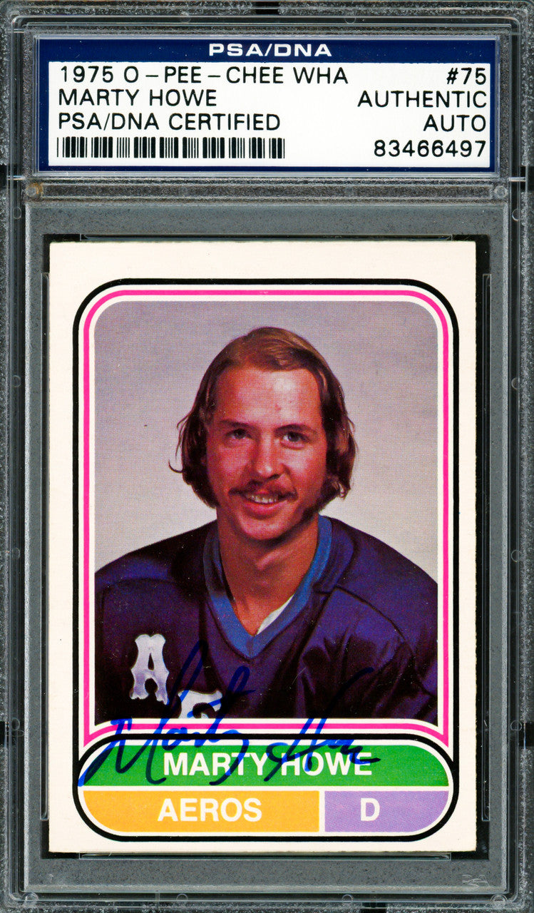 Marty Howe Autographed 1975-76 O-Pee-Chee WHA Rookie Card #75 Houston Aeros PSA/DNA #83466497