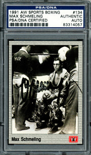 Max Schmeling Autographed 1991 AW Sports Card #134 (Smudged) PSA/DNA #83314057