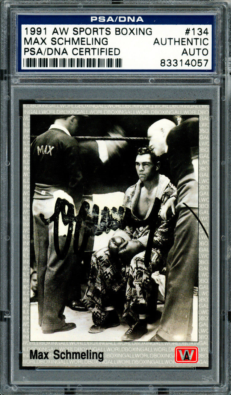 Max Schmeling Autographed 1991 AW Sports Card #134 (Smudged) PSA/DNA #83314057