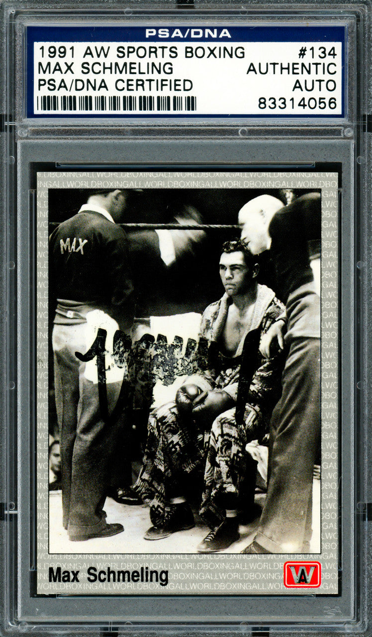 Max Schmeling Autographed 1991 AW Sports Card #134 (Smudged) PSA/DNA #83314056