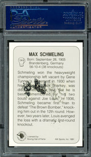 Max Schmeling Autographed 1991 AW Sports Card #134 (Smudged) PSA/DNA #83314056