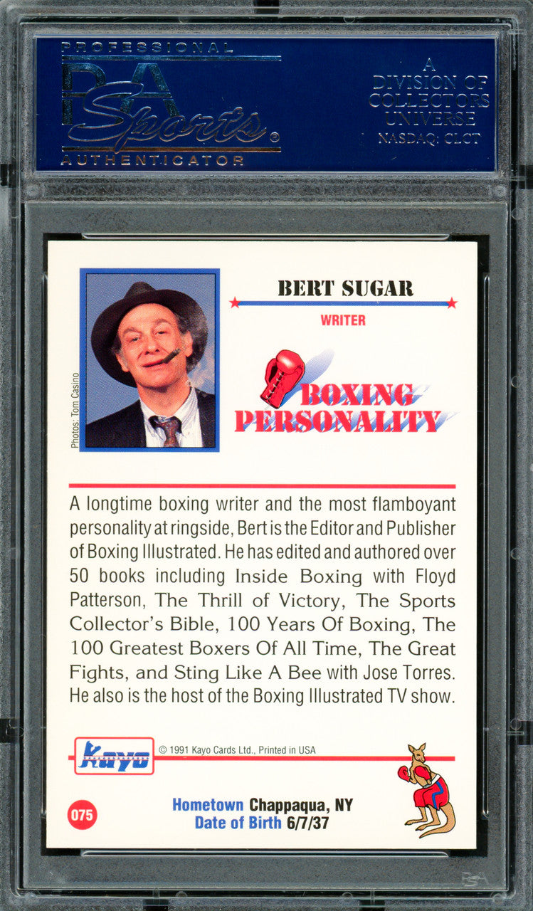 Bert Sugar Autographed 1991 Kayo Card #75 Writer PSA/DNA #83314169