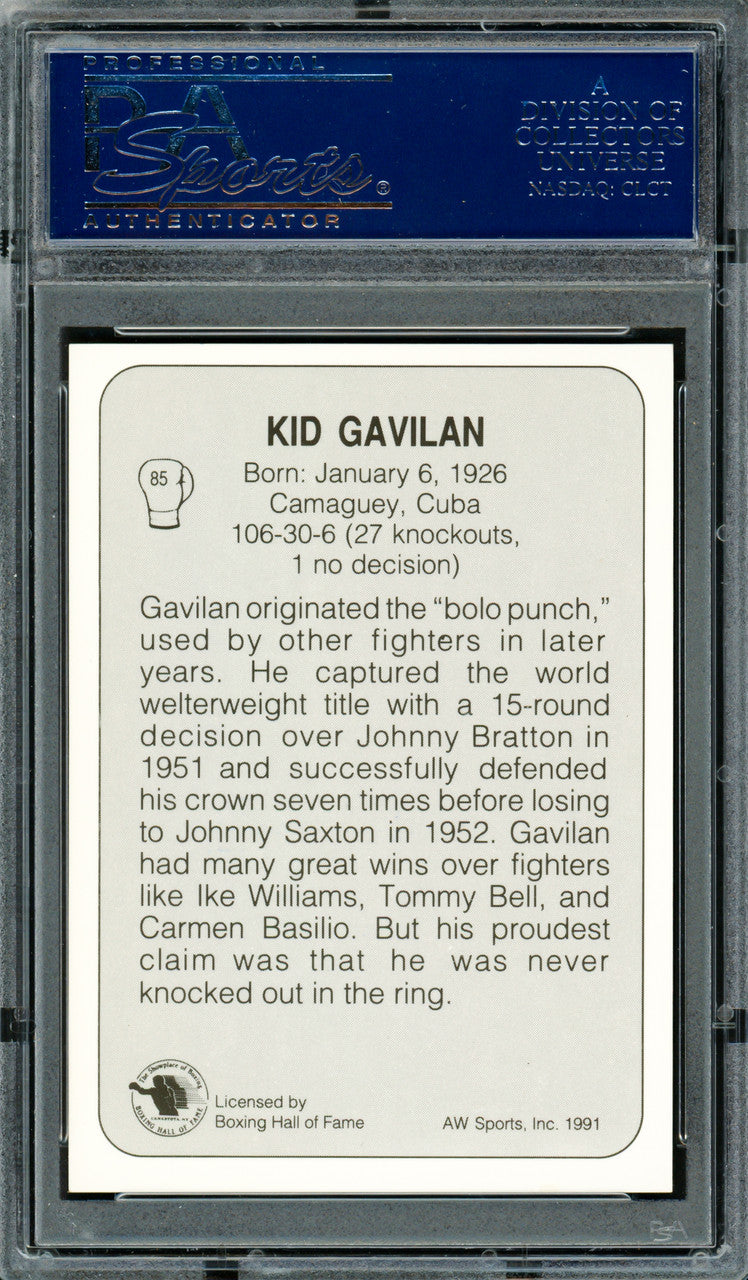 Kid Gavilan Autographed 1991 AW Sports Card #85 PSA/DNA #83314243