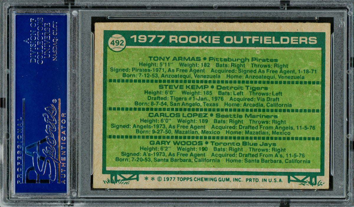 Rookie Outfielders Autographed 1977 Topps Rookie Card #492 (Signed By All 4) PSA/DNA #83319399