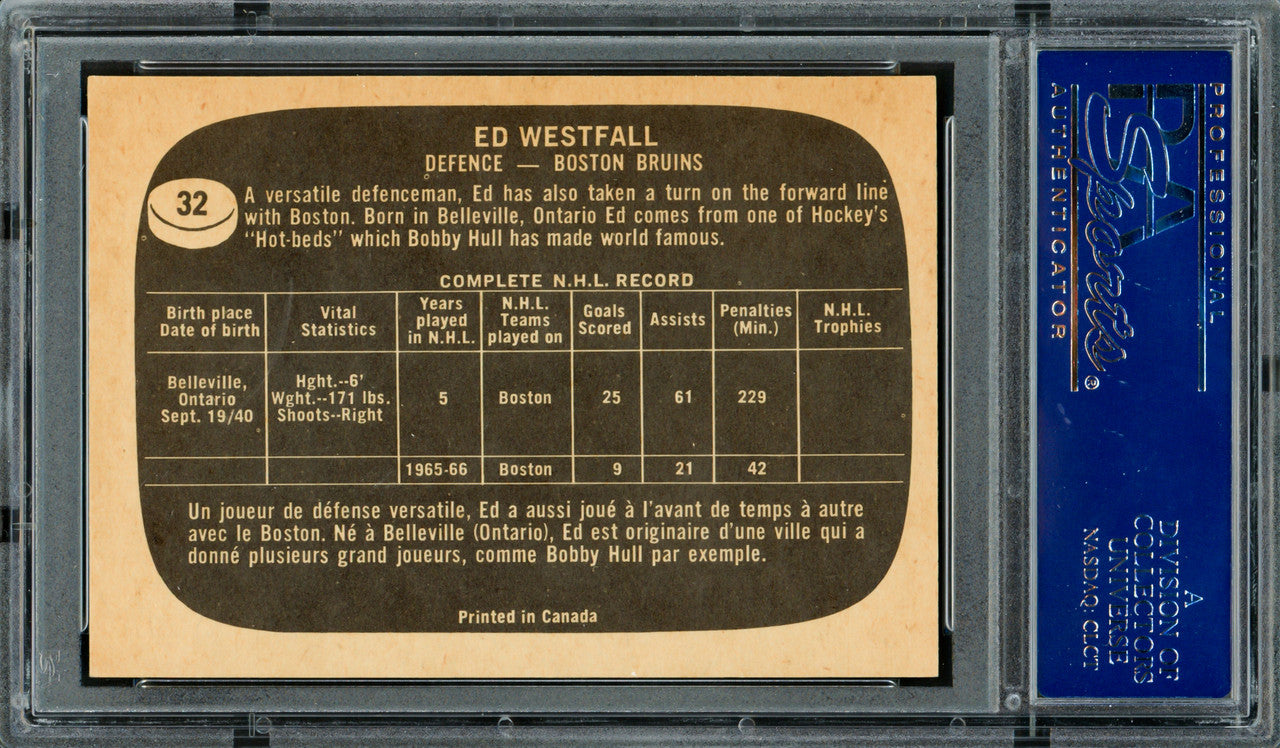 Ed Westfall Autographed 1966-67 Topps Card #32 Boston Bruins PSA/DNA #83462260